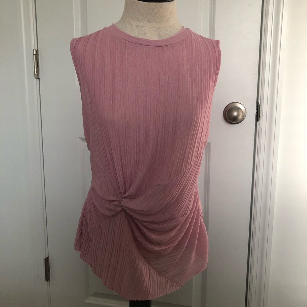 DKNY Sleeveless Twisted Front Pleated Tank - Dusty Rose